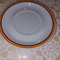 Alföldi menzás, sárga-barna csíkos porcelán tányér, csésze alátét, 16,5x2cm magas