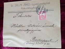 D205250 Levélboríték - Dr. Sallai János ügyvéd - Kiskunfélegyháza  1909  - Kőchler István  Budapest
