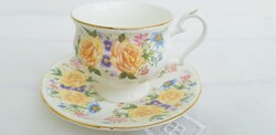 Angol finom csont porcelán virágmintás teás szett