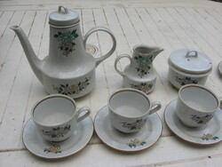 Henneberg 6 személyes virágos Német Porcelán Teás Kávés készlet hibátlan 1777 GDR NDK virágmintás