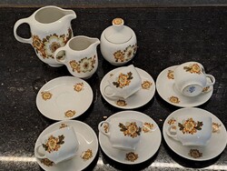 Retro Alföld porcelain mocha set with ICU decor and rare mini cups