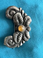 Antik dán skonvirke ezüst borostyán bross