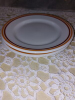 Alföldi menzás, sárga-barna csíkos porcelán, ﻿süteményes tányér, 19,5x2cm magas