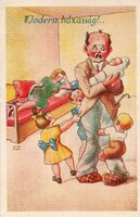 Képeslap: Humoros lap. Rajzolta Kaszás Jámbor grafikus.
