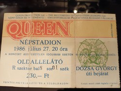 Queen Népstadion 1986 - Belépőjegy