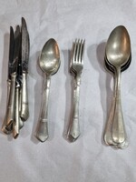 Régi alpacca evőeszköz készlet