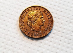 Svájc réz 10 Rappen 1918.  (G026)