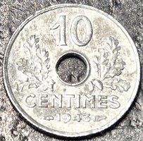 Franciaország 10 centime, 1943.