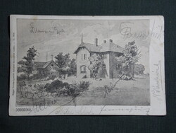Képeslap,Dobogókő,Eötvös L. turistaház,Veress Zoltán grafika,Turista egyesület Bp. kiadás,1906