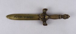1U633 Antik réz Kossuth címeres levélnyitó kés Futura Budapest 1919-1939