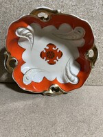 Handarbeit porcelán kínáló, piros-fehér. 3806