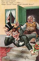 Képeslap: Humoros lap. Rajzolta Kaszás Jámbor grafikus.