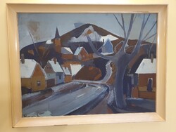 Nagy Ernő Sándor Original Oil Painting of a Winter Interior