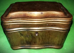 Antik Biedermeyer végig RÉZ, zárható doboz KULCS NÉLKÜL 8 x 12 x 9 cm a képek szerint