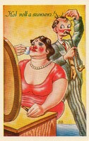 Képeslap: Humoros lap. Rajzolta Kaszás Jámbor grafikus.