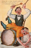 Képeslap: Humoros lap. Rajzolta Kaszás Jámbor grafikus.