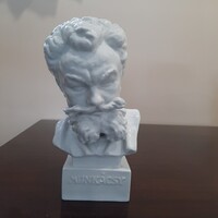 Fehér Herendi porcelán Munkácsy mellszobor, büszt szobor