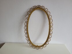 Régi retro kovácsoltvas vas 67,5 cm ovális fali tükör tükörkeret arany színű