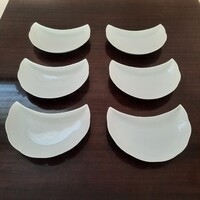 6 db Fehér Herendi porcelán csonttányér, csontos tányér készlet