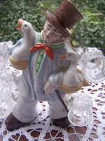 .Lippelsdorf Libaárus- figurális porcelán flaska pohárkákkal- röviditalos készlet