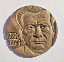 Darvas József irodalmi emlékdíj Orosháza, jelzett bronz plakett