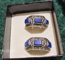 Ezüst fülbevaló/lapis, markazit