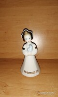 Moszkva, Világifjúsági és diáktalálkozó 1985 Dulevo porcelán népviseletes lány figura 12,5 cm (po-3)