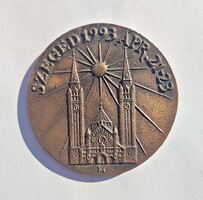 Szeged 1993 jelzett bronz plakett