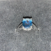 • Meseszép London Blue sky kék topáz drágaköves ezüst gyűrű 14K aranyozott, 57es méret 925 jelzett