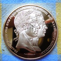 Ferdinánd Koronázási érme Pozsonyi veret Aranyozott Bronz UNC 1830-as koronázás