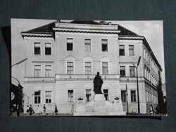 Képeslap,Kaposvár,Cukoripari iskola,Kossuth szobor látkép,részlet 1966-
