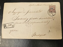 1889-es 15 kr Ajánlott levél Püspök-ladány