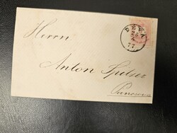 1877-es 5 kr bélyeg levélen DÉVA b.géző 35 g.pont
