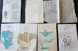 1928 DIVATTERVEZŐ JELMEZTERVEZŐ KÉZI RAJZOTT KÉP GRAFIKA DIVAT - JELMEZ TERV 8 DB ALKOTÁS
