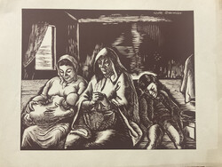 Vadász Endre (1901-1944): Szent család (Daumier után) Fametszet