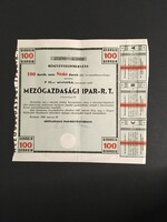 Mezőgazdasági Ipar-Részvénytársaság Részvényelismervény 1946.