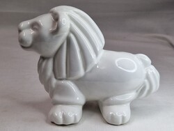 Art deco stílusú nagyobb méretű mázas kerámia oroszlán figura hibátlan állapotban 11,5 cm magas