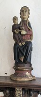 Antik Mària fa szobor viasz pecséttel 18-19.  szàzad Màriazell Gyümölcsoltó Boldogasszony  szobor,