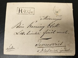 1887-es 10 kr bélyeg Ajánlott levélen Felső-Szálláspatak (80 g.pont) -Temesvár