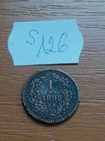MAGYAR KIRÁLYI VÁLTÓPÉNZ 1 KRAJCÁR 1892 K.B, RÉZ   S126
