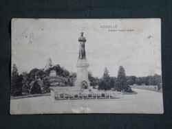 Képeslap,Gödöllő,Erzsébet királyné szobor,park látkép,Trenkler Co. Göd. kiadás,1908-  ,sérült,