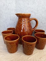 Sarraguemines majolika boros készlet, jelzett