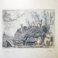 Károlyi Ernő: Pötörke malom színes rézkarc. 11,5x16