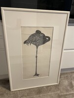 Hnizdovsky flamingo woocut linocut