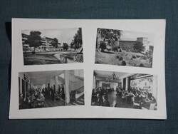 Képeslap,Galyatető,mozaik,SZOT,SZTK gyógyüdülő,Nagyszálló,park,társalgó látkép,részlet, 1956-