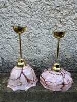Rózsaszín Art Deco mennyezeti lámpa - réz vintage retro design bauhaus csillár