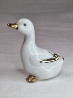 Ritka gyönyörű porcelán fehér és arany színű kacsa figura hibátlan állapotban 7 cm magas