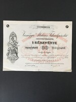 Szombathely Vas Megyei Általános Takarékpénztár Részvény 1926.