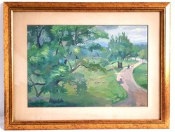 Szőnyi István Zebegény Gouache festmény