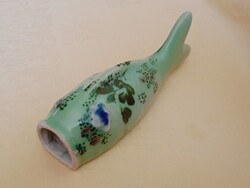 Porcelán CELADON mázas párologtató - fali váza Hal forma Hossza 27cm ponty